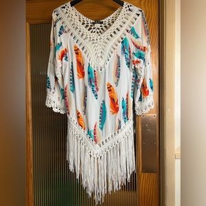 Multi colored fringed tunic